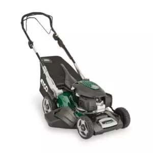 Front on view of ATCO Quattro 19SH V. 4 in 1 mower